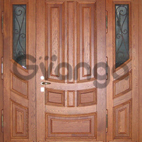 Exclusive entrance doors made of titanium with solid oak