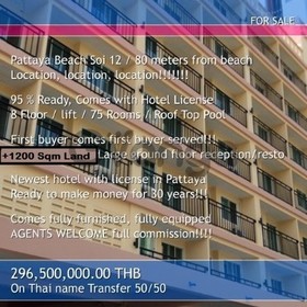 Pattaya Center Brand-new 75 Room Hotel for Sale
