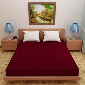 Lithara Waterproof Terry Cotton Fitted Single Bed Mattress Protector with Elastic Strap Maroon