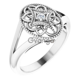 Sterling Silver .025 CT Natural Diamond Ring