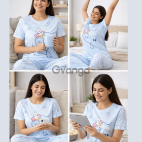Women Night Suit Cotton Printed Sleepwear Set Soft & Comfortable Night Suit for Women Full Sleeve Pyjama Set Stylish Women Night Suit for Daily Wear & Lounging