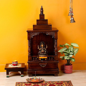 Buy Wooden Pooja Mandir Online for Home | Premium Teak Wood Temple Design