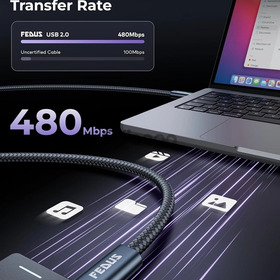 FEDUS ZETTA 100W Type C to Type C Fast Charging Cable (Active E-Marker IC, PD 3.0), 20000+ Bend Nylon Braided USB C to C Data Cable (Passive 480Mbps), For Laptops & Phones, 1 Year Warranty