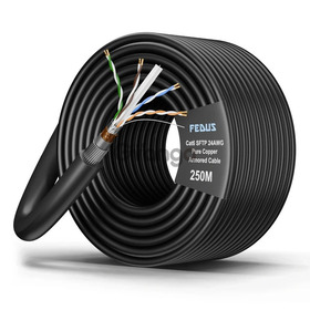 FEDUS Cat6 SFTP 24AWG Pure Copper Twisted Pair Armored Cable Roll 250M