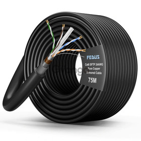 FEDUS Cat6 SFTP 24AWG Pure Copper Twisted Pair Armored Cable Roll 75M