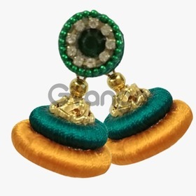 Green and Yellow Silk Thread Jewellery Earring