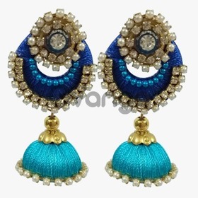 Light Blue Silk Thread Jewellery Earring