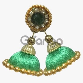 Light Green Silk Thread Jewellery Earring