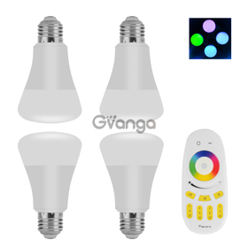 4 E27 RGBW LED Bulbs With Remote
