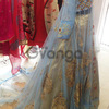 Glamorous Golden And Sky Blue Net Designer Anarkali Cum Lehenga 2