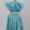 online Sale Blue Organza Dress With Cotton Zari Lehnga
