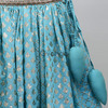 online Sale Blue Organza Dress With Cotton Zari Lehnga