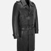 Mens Knee Length Leather Trench Coat Black Lambskin Double Breasted Classic 6970