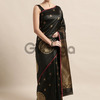 VASTRAD Black & Gold-Toned Silk Blend Woven Design Banaras Saree