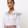 Striped Shirt with Mandarin Collar