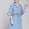 pluss Women Blue Solid A-Line Dress