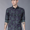 HIGHLANDER Men Navy Blue & Olive Green Slim Fit Printed Casual Shirt