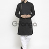 Purple State Men Black Solid Straight Kurta