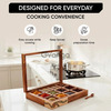 Handcrafted Wooden Spice Box with 12 Slots & Spoon 4