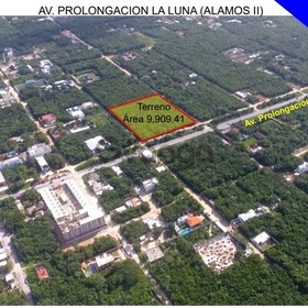 Venta terreno comercial de 9,909 m2 en av. la luna, zona sur de cancun