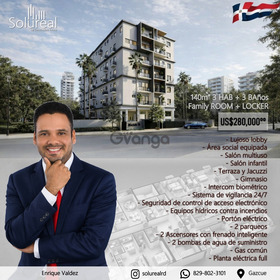 *Apartamento familiar nuevo proyecto en Gazcue, SD