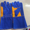 Guantes largos (par) para mecanico soldador de cuero azul. 1