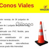 CONOS VÍALES 28 Pulg. color naranja, dos franjas reflectivas.