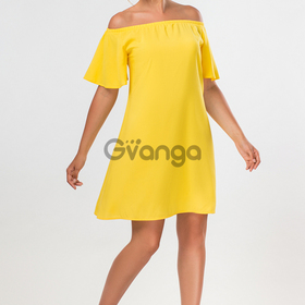 Желтое платье с открытыми плечами