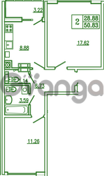 Продается квартира 2-ком 50 м² Карташева