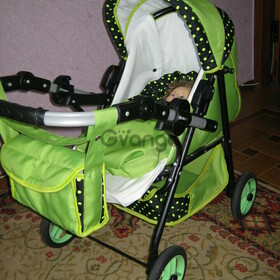 Игрушечная коляска-трансформер для кукол Adbor Mini Ring, салатовая, горошек на черном