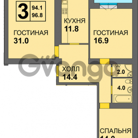 Продается квартира 3-ком 94 м² Старшины Дадаева