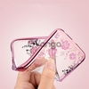 Прозрачный чехол с цветами и стразами для Xiaomi Mi 6 с глянцевым бампером Розовый золотой/Розовые цветы