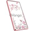 Прозрачный чехол с цветами и стразами для Xiaomi Mi Mix с глянцевым бампером Розовый золотой/Розовые цветы