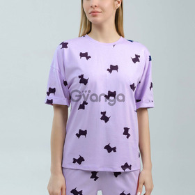 Жіноча піжама з собачками "Lavender Puppies" (футболка+шорти) (12062) (арт. 1407)