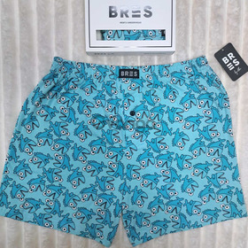Чоловічі блакитні сімейні труси BRES з принтом "Веселі акули" (арт. MBXK 307/01/120)