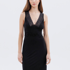 Жіноча чорна нічна сорочка з мереживом на широкій бретелі "Amour" (60047) (арт. 1669)