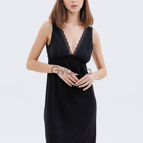 Жіноча чорна сорочка із віскози з мереживними вставками "Amour" (60047) (арт. 1726)