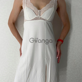 Жіноча біла нічна сорочка з мереживом "Beatrise" (арт. LDM 111/13/03)