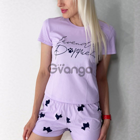 Жіночий комплект (футболка+шорти) "Lavender Puppies" (12062) (арт. 1759)