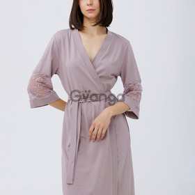 Жіночий халат на поясі з мереживом "Amalia" (16158) (арт. 1763)