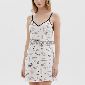 Жіноча нічна сорочка на тонкій бретелі і малюнком (16801) (арт. 1773)